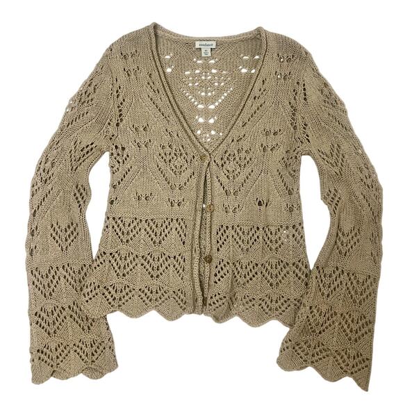 Sundance Sweaters - Sundance Crochet Sweater Cardigan Size XS Tan Boho